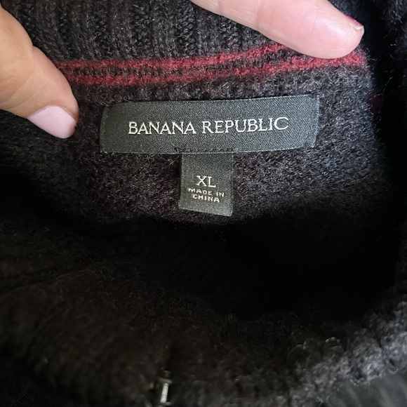 Banana Republic Wool Argyle Full-Zip Cardigan Sweater Size XL - Picture 4 of 5